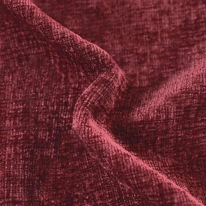 CaliTime Throw Pillow Covers Decorative 18 X 18 Inches Pack of 2 Cozy Chenille Cushion Cases for Couch Sofa Bed Living Room Home Burgundy