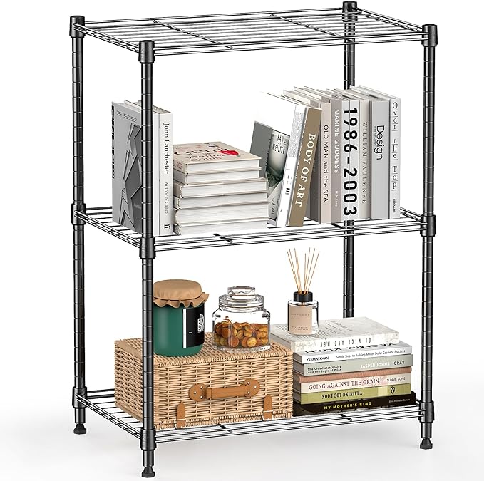 450 lbs Steel Storage Shelving 3-Tier Utility Shelving Unit Steel Organizer Wire Rack for Home,Kitchen,Office (11.8" D x 17.7" W x 26.3" H)