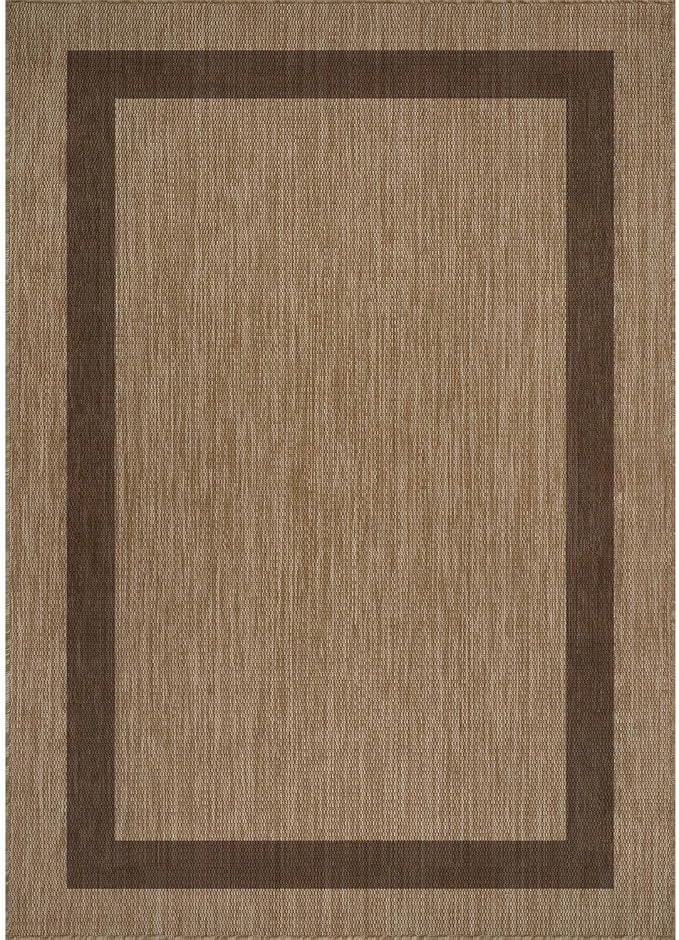 CAMILSON Outdoor Rug 6x9 - Modern Outside Rugs for Patios Porches Waterproof Durable Washable Non-Shedding, Easy-to-Clean Indoor Outdoor Area Carpet (6 x 9, Bordered - Jute)