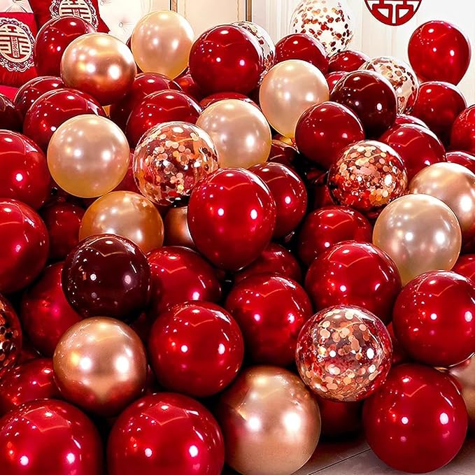 130pcs Ruby Red Balloons Different Sizes 18" 12" 10" 5" Dark Red Latex Balloon Garland Arch Kit for Birthday Baby Shower Graduation Wedding Valentine's Day Christmas Party Decorations