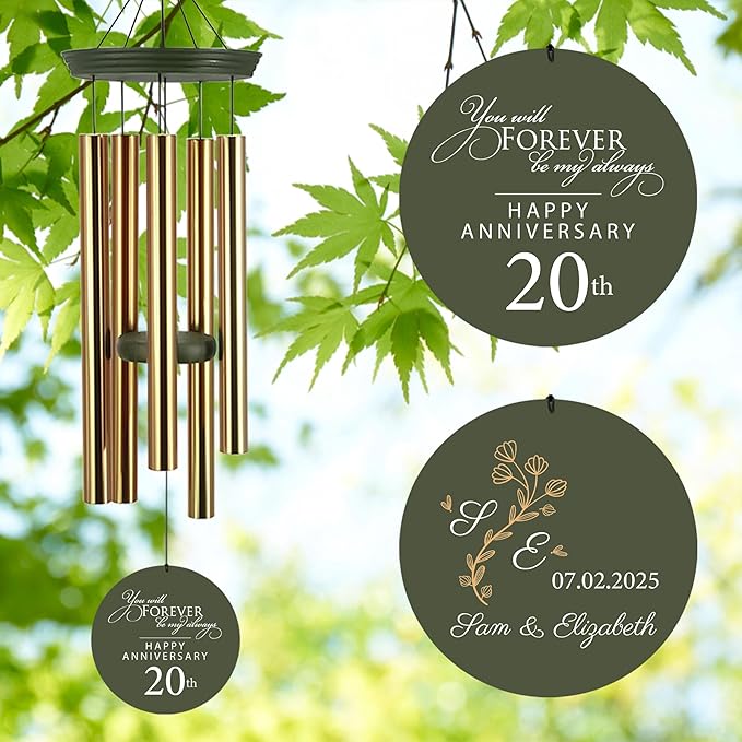 ASTARIN 20th Tree of Life Wind Chimes, Personalized Wind Chimes for Cople Women Men, Couple Gifts for Keepsake, Deep Tone Windchime Romantic Gift