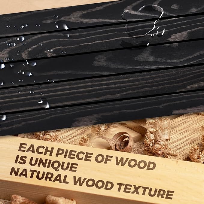 24"x6.8"x1.2" Solid Wood Floating Shelves 2-Pack - Rustic Black Finish with Hidden Brackets, Perfect for Storage and Décor in Living Room, Kitchen, Bedroom