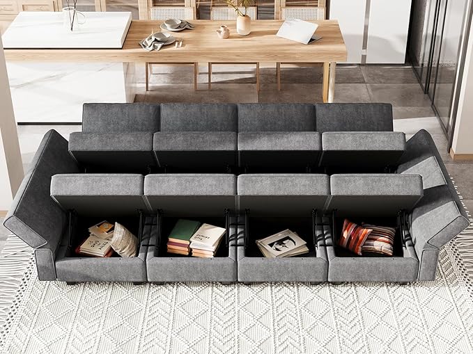 Belffin Modular Sectional Sleeper Sofa Bed Convertible Sectional Couches for Living Room. Dark Gery Couch
