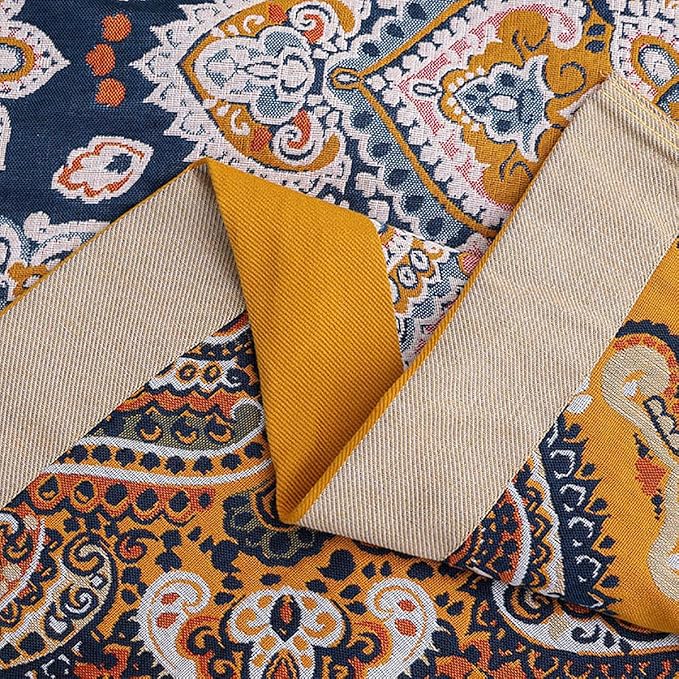 Boho Muslin Blanket for Adults 4-Layer Gauze Twin Size Soft Cozy 100% Cotton Summer Cooling Blanket Bohemian Decor for Sofa Bed Coverlet Both Sides (A Boho Spiral Flower, Twin 60 x 80 in)