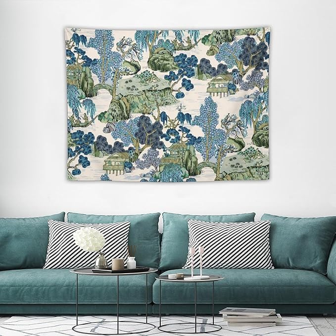 Asian Floral Wall Tapestry, 40"x30", Bedroom & Living Room Decor