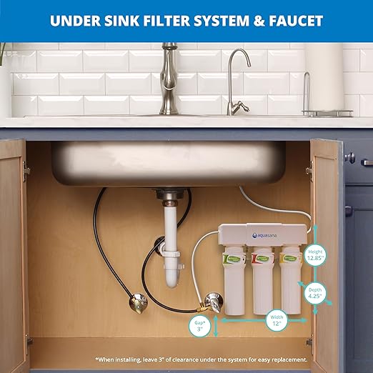 Aquasana Under Sink Water Filter System - Reduces PFAS, Lead, & Chlorine in Drinking Water - Under Counter Claryum Filtration for Kitchen - 3-Stage Max Flow - Oil-Rubbed Bronze Faucet - AQ-5300+.62