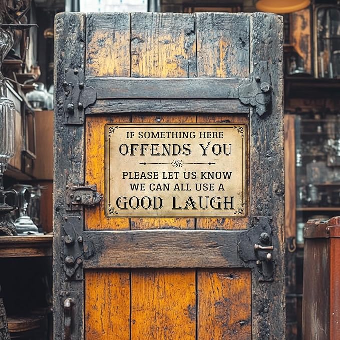 Bar Sign Man Cave Decor - Vintage Garage Metal Tin Signs for Men Funny If Something Here Offends You Poster Wall Art, Sports Bars Outdoor Accessories Decorations 8x12 Inch