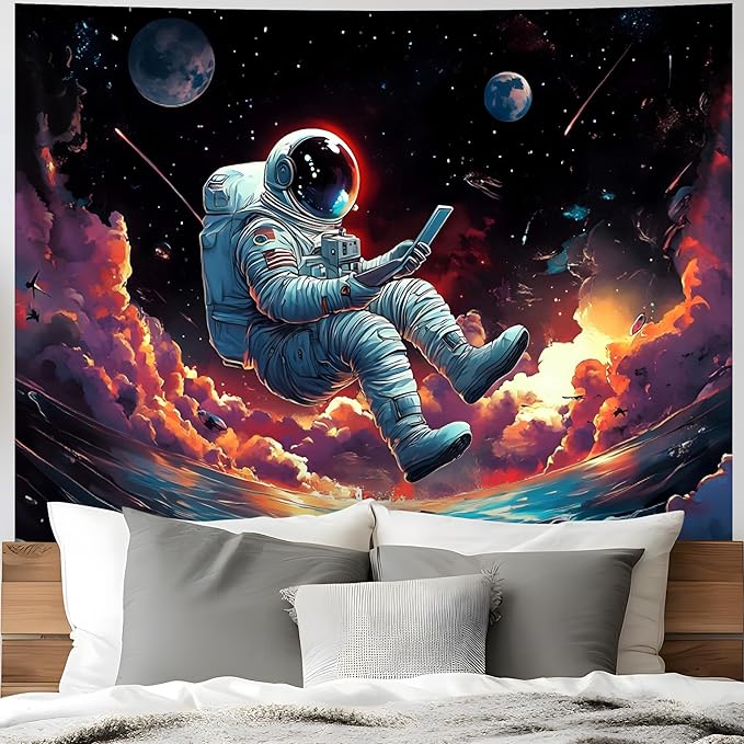 BVBOX Astronaut Tapestry Wall Hanging 79"x59" Space Galaxy Nebula Clouds Art Trippy Cosmic Cool Psychedelic Wall Blanket Decor for Bedroom Living Room Dorm