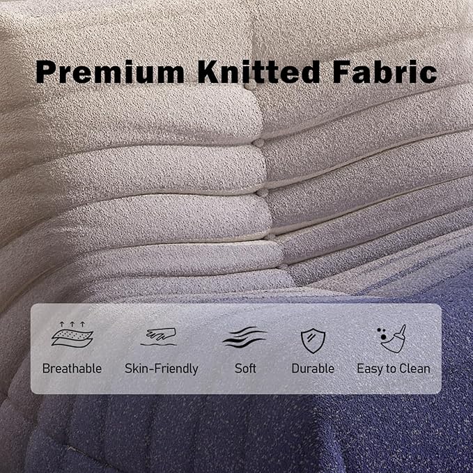 Bean Bag Chair, Fireside Chair Bean Bag Sofa Large Bean Bag Chair for Adults, Bean Bag Chairs for Teens with High Density Comfortable Foam, Memory Foam Bean Bag for Living Room, Bedroom (Blue&White)