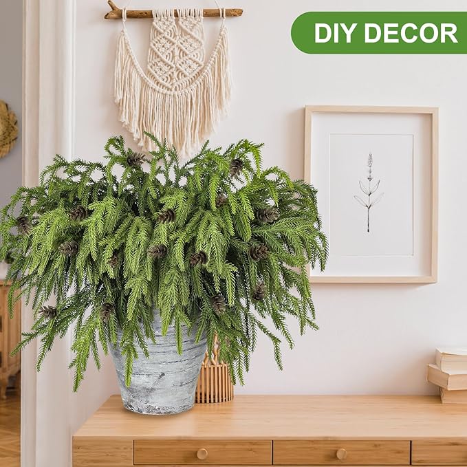 Artgar 12 Pcs Pine Branches - 18 Inch Artificial Green Pine Stem - Real Touch Christmas Greenery Pines Branches for DIY Flower Arrangement Home Indoor Christmas Decor