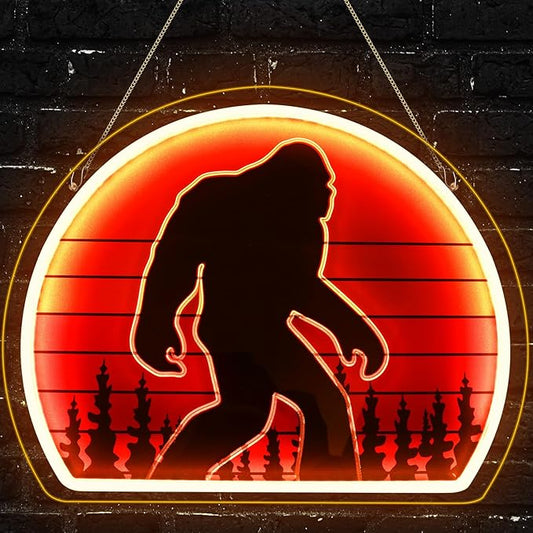 Bigfoot Neon Sign, Bright Dimmable USB Powered Sasquatch Neon Lights Sign and Unique UV Printed Funny Big Foot Sasquatch Gifts for Men Women Adults Kids Bigfoot Lovers Wall Art Decors