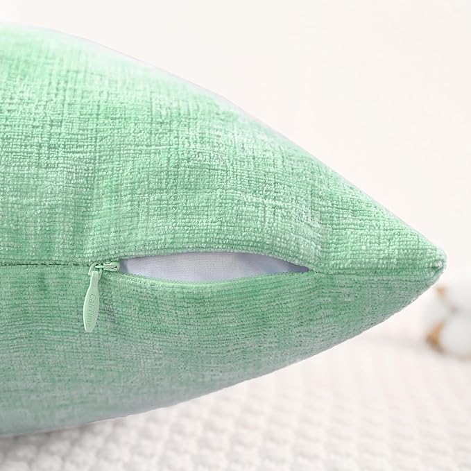 CaliTime Throw Pillow Covers Decorative 26 X 26 Inches Pack of 2 Cozy Chenille Cushion Cases for Couch Sofa Bed Living Room Home Grey Green