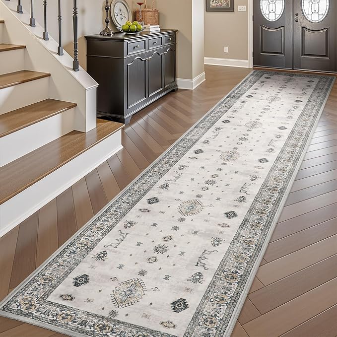 AMOAMI Vintage 2X10 Runner Rug Non Slip Soft Runners for Hallways Washable Hallway Runner Rug Bedside Rugs for Bedroom Long for Hallways Entryway Laundry Room Stair Kitchen Bathroom