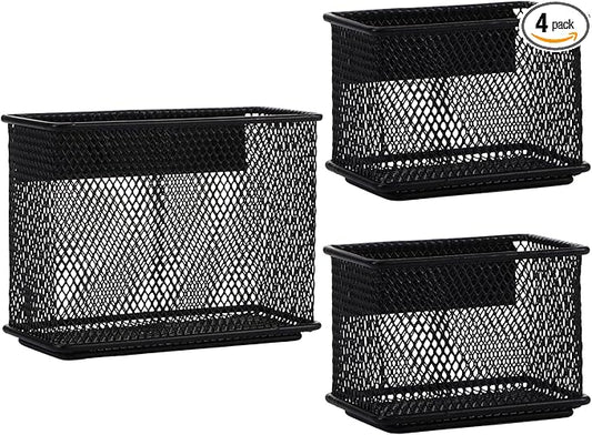 Black Magnetic Basket, Magnetic Organizer Holder Refrigerator Basket, Magnetic Baskets Heavy Duty, Magnetic Holder for Refrigerator Locker Whiteboard Office,Medium x1&Small x2 Set of 3