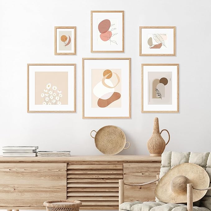 5x7 Picture Frame Natural Solid Oak Photo Frames with 4x6 Removable Mat Wall Hanging Large Handcrafted Frame with HD Plexiglass Wall and Tabletop Display Large Poster Frame