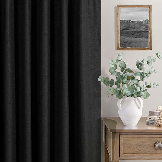 72 Inches Long Blackout Curtains 72 Inch Length for Living Room 2 Panel Set Linen Black Out Thermal Insulated Darkening Back Tab Thin Lightweight Complete Saver Energy Saving Curtain Drape for Bedroom