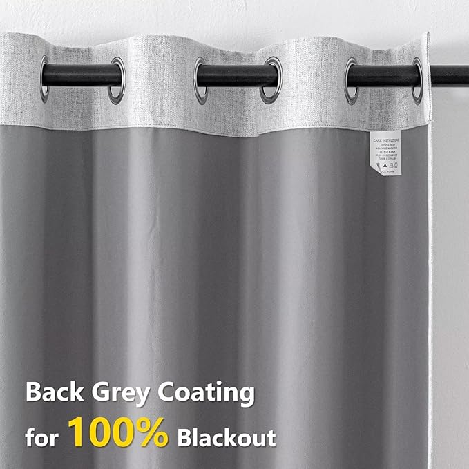 Blackout Curtains Customsize 1 Panel, 100% Blackout Textured Thermal Curtains, Grommet Privacy Light Blocking Drapes for Living Room Bedroom Luxury Decor(Customsize, White)