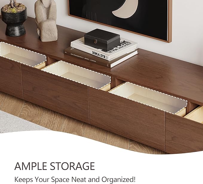 134" Farmhouse TV Unit - Large Wood Entertainment Center with Storage Drawers for 75"+ TVs, Home Office Floor Console