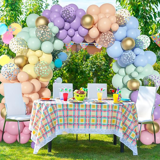 Amandir 164PCS Pastel Balloon Garland Kit, Rainbow Easter Unicorn Balloon Arch, Colorful Gold Confetti Balloons for Pastel Easter Baby Shower Wedding Ice Cream Mermaid Party Decorations Supplies