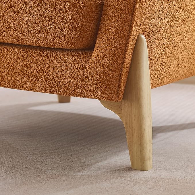 Accent Chair 31" Oversized Reading Chair Comfy Upholstered Boucle Lounge Armchair, Modern Living Room Chair with Back Pillow,Single Sofa Chair for Bedroom, Office (Curry)