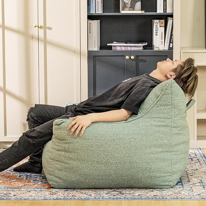 Bean Bag Chair with Filler, Bean Bag Sofa Chair with Tufted Soft Armrests Plush Lazy Sofa Comfy Chair,Large BeanBag Chair for Adults in Livingroom, Bedroom