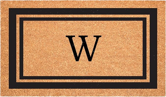 Calloway Mills 152962436W Black Border 24" x 36" Monogram Doormat, (Letter W)