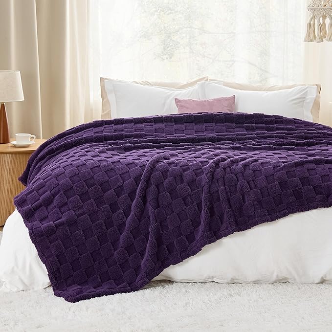 Bedsure GentleSoft Blankets Queen Size for Bed - Super Soft Cozy Blanket for Women Men Girls, Large Fuzzy Fleece Throw for Bedroom Decor, Purple, 90x90 Inches