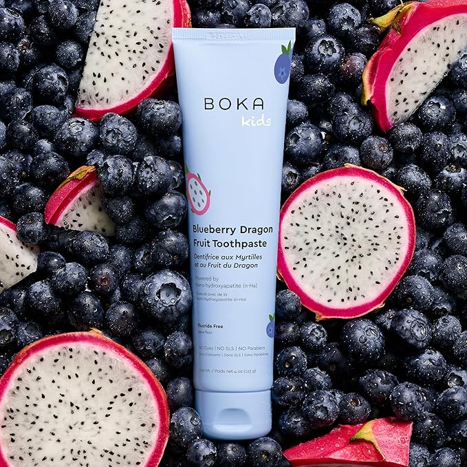 Boka Fluoride Free Toothpaste Nano Hydroxyapatite Toothpaste - Blueberry Dragon Fruit Flavor, 4 oz 1Pk US Manufactured