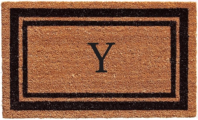 Calloway Mills 152963672Y Black Border 36" x 72" Monogram Doormat Letter (Y)