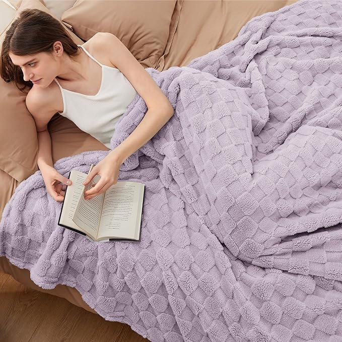 Bedsure GentleSoft California King Blanket for Bed - Super Soft Cozy Blankets for Women Men Girls, Large Fuzzy Fleece Throw for Bedroom Decor, Lavender Fog, 102x96 Inches