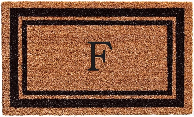 Calloway Mills 152963672F Black Border 36" x 72" Monogram Doormat Letter (F)