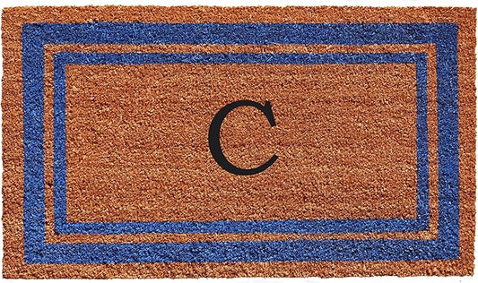 Calloway Mills 152972436C Blue Border 24" x 36" Monogram Doormat (Letter C)