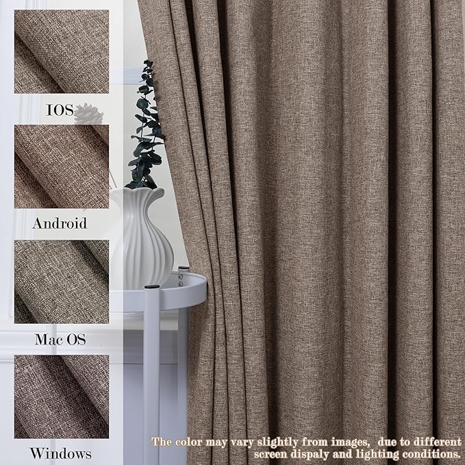 150 Inches Extra Wide Room Divider Draperies, Pinch Pleat Drapes, Absolutely Blackout Sliding Door Drapery, Total Privacy Ceiling Track Curtains, 150" W by 102" L, Light Brown (1 Panel)