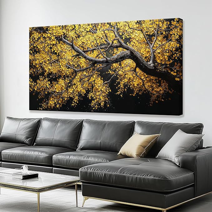 Canvas Wall Art Decor Painting Gold Tree Plants Abstract Wall Decor Botanical Modern Wall Art Print Paintings Decorations Artwork Pictures For Bedroom Living Room Home Office Artwork 20"×40"