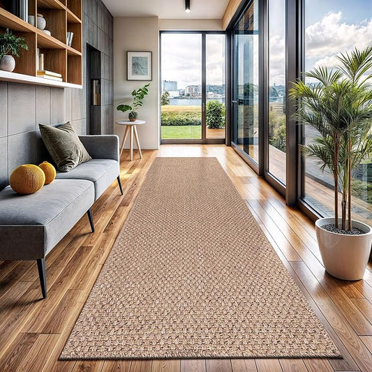 CAMILSON Easy Jute Rug 2x3, Indoor Outdoor Natural Color Farmhouse Area Rugs for Living Room and Kitchen Rug, Solid Boho Woven Design, Easy-Cleaning, Washable Outside Carpet Alfombras (2 x 3)