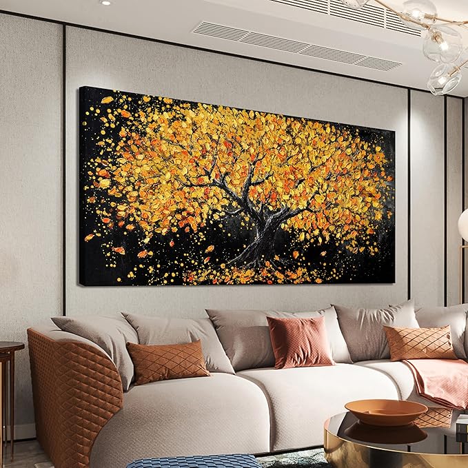Canvas Wall Art Decor Wall Art Pictures for Living Room Artwork for Walls Black and Gold Wall Art Decor Tree of Life Wall Art Modern Wall Art Prints Art Work for Home Office Kitchen Wall Decor 24"X48"