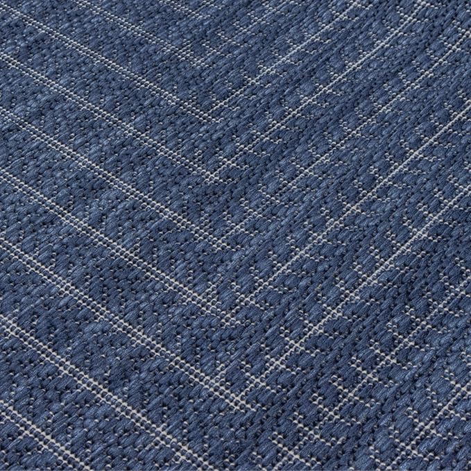 Adiva Rugs Outdoor Indoor Area Rug, Weather Resistant, Easy to Clean, Stain Resistant Floor Mat for Dining Room, Backyard, Deck, Patio (Navy Weiss, 2' x 3')