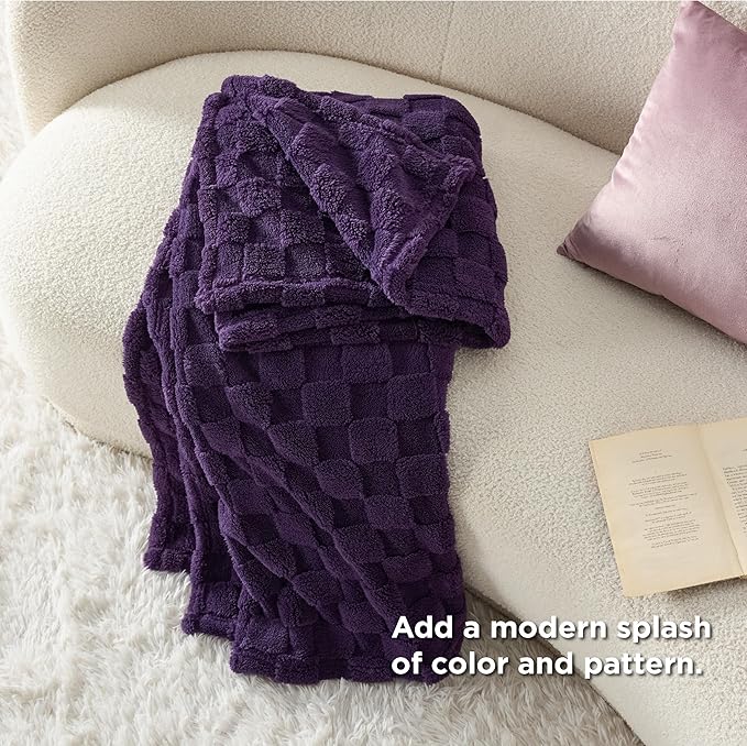 Bedsure GentleSoft Purple Throw Blanket for Couch - Super Soft Cozy Blankets Gifts for Women Men Girls, Cute Small Fleece Throws for Bedroom Home Decor, 50x70 Inches
