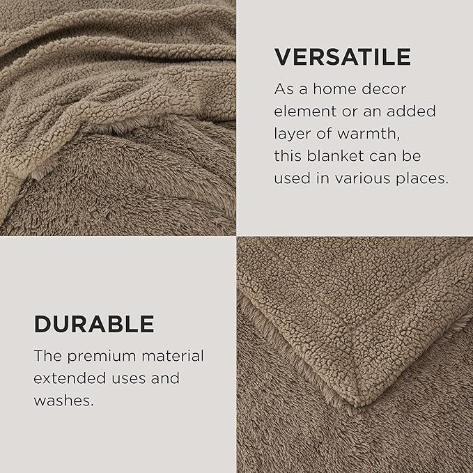 Bedsure GentleSoft Fluffy Light Chocolate Brown Throw Blanket, Brown Decor Cozy Gifts for Women Men, Soft Fuzzy Sherpa Fleece Plush Thick Warm Furry Faux Fur Throw Blanket for Couch, Bed, 50x60