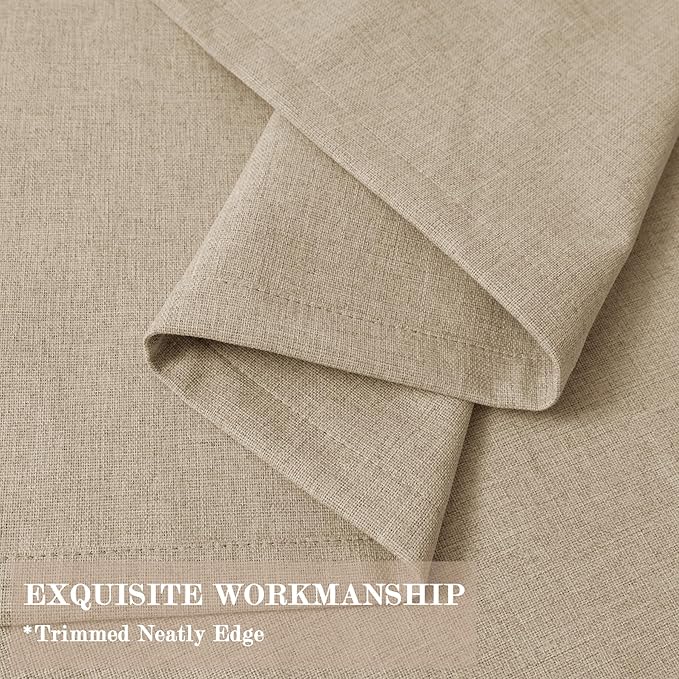 70" W x 108" L Faux Linen Room Divider Curtains, Full Blackout Pinch Pleated Drapes for Traverse Rod, Bedroom Divider Privacy Drapery with Hooks for Ceiling Track, 1 Panel, Sand Beige