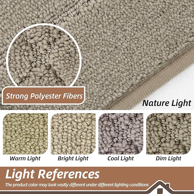 BEQHAUSE Dirt Trapper Door Mat 24" x 60", Doormat Non-Slip Entryway Rugs Washable, Dog Door Mat Stain Resistant and Absorbent Welcome Floor Mat for Front Back Door, Muddy Wet Shoes & Paws, Beige