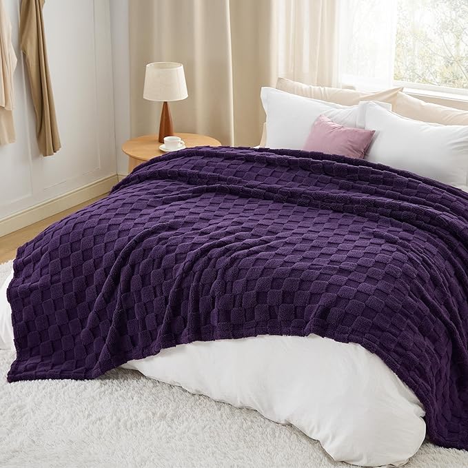Bedsure GentleSoft Blankets Queen Size for Bed - Super Soft Cozy Blanket for Women Men Girls, Large Fuzzy Fleece Throw for Bedroom Decor, Purple, 90x90 Inches