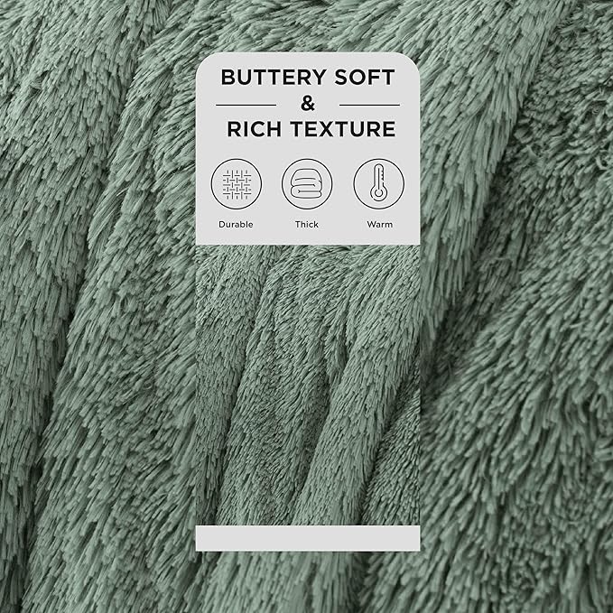 Bedsure GentleSoft Fluffy Sage Green King Size Blanket for Bed, Thick Soft Sherpa Faux Fur Fleece Bedding Fuzzy Plush Winter Warm Heavy Big Large King Blanket, Cozy Green Gifts for Men Women, 108x90