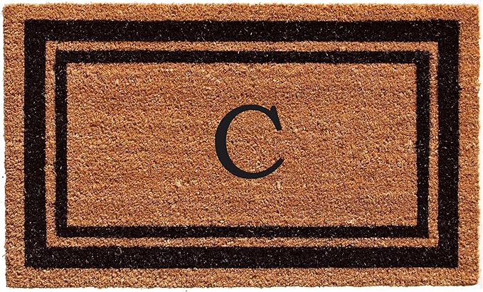 Calloway Mills 152963672C Black Border 36" x 72" Monogram Doormat Letter (C)