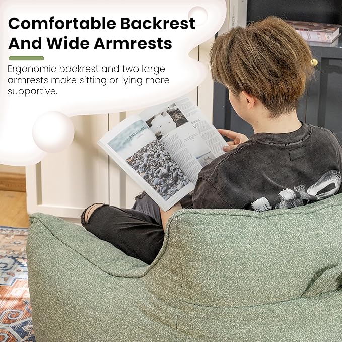 Bean Bag Chair with Filler, Bean Bag Sofa Chair with Tufted Soft Armrests Plush Lazy Sofa Comfy Chair,Large BeanBag Chair for Adults in Livingroom, Bedroom