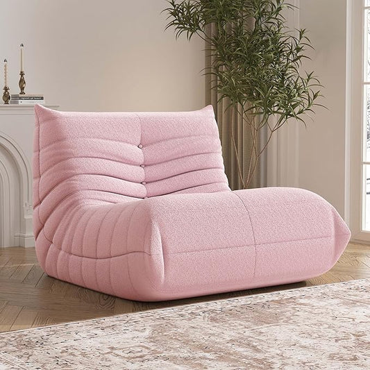 Bean Bag Chair, Fireside Chair Bean Bag Sofa Large Bean Bag Chair for Adults, Bean Bag Chairs for Teens with High Density Comfortable Foam, Memory Foam Bean Bag for Living Room, Bedroom (Pink)