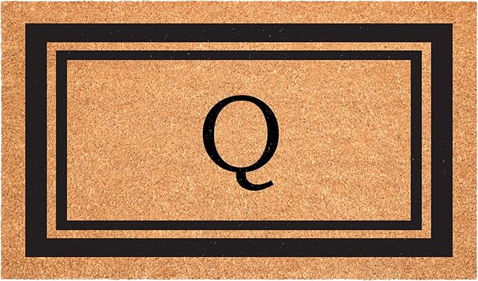 Calloway Mills 152961830Q Black Border 18" x 30" Monogram Doormat, (Letter Q)
