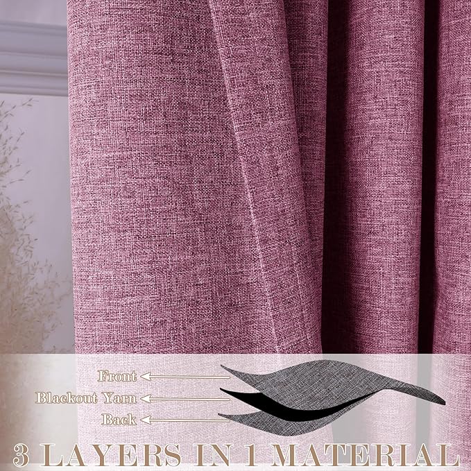 120" Wx108 L Linen Room Divider Drapes for Doorway/Glass Window/Sliding Door/Patio, Extra Wide Pinch Pleated Full Blackout Curtains for Girls Boys Teen Kids Room, 1 Panel, Lilac