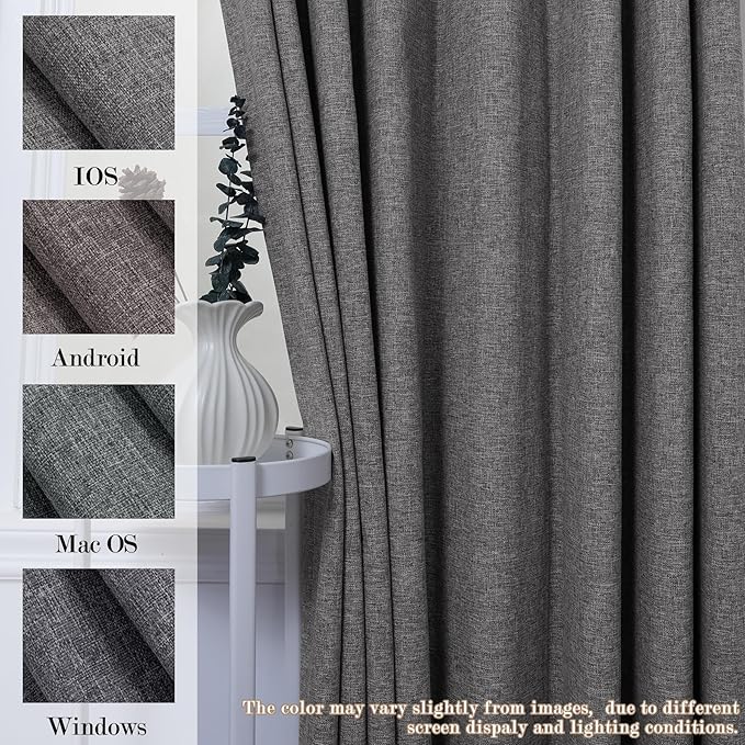150 Inches Extra Wide Room Divider Draperies, Pinch Pleat Drapes, Absolutely Blackout Sliding Door Drapery, Total Privacy Ceiling Track Curtains, 150" W by 84" L, Natural Grey (1 Panel)
