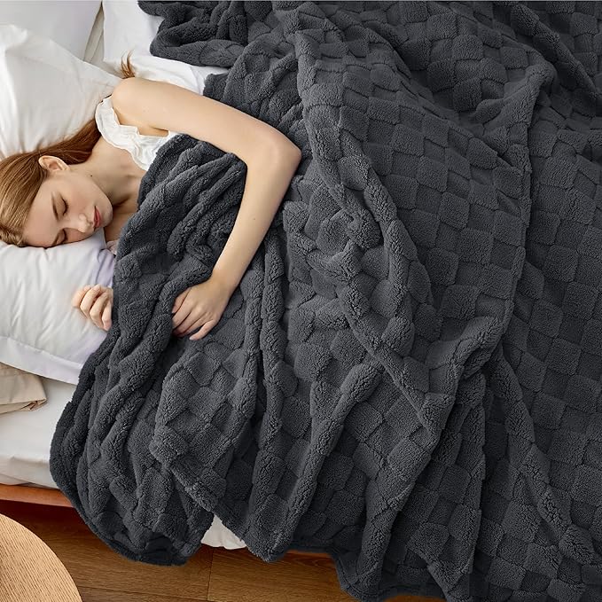 Bedsure GentleSoft King Size Blanket for Bed - Super Soft Cozy Blankets for Women Men Girls, Large Fuzzy Fleece Throw for Bedroom Decor, Dark Grey,108x90 Inches